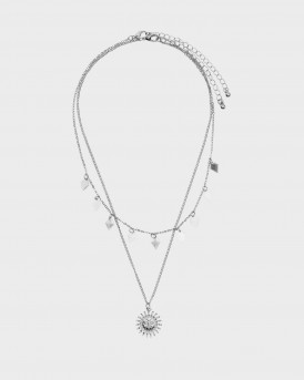 ONLY WOMEN'S NECKLACE WITH DOUBLE CHAIN AND SUN CHARM - 15300932 - SILVER