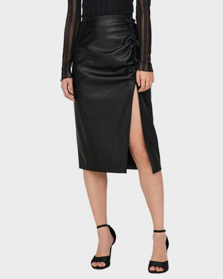 ONLY WOMEN'S MIDI SKIRT FAUX LEATHER - 15304749