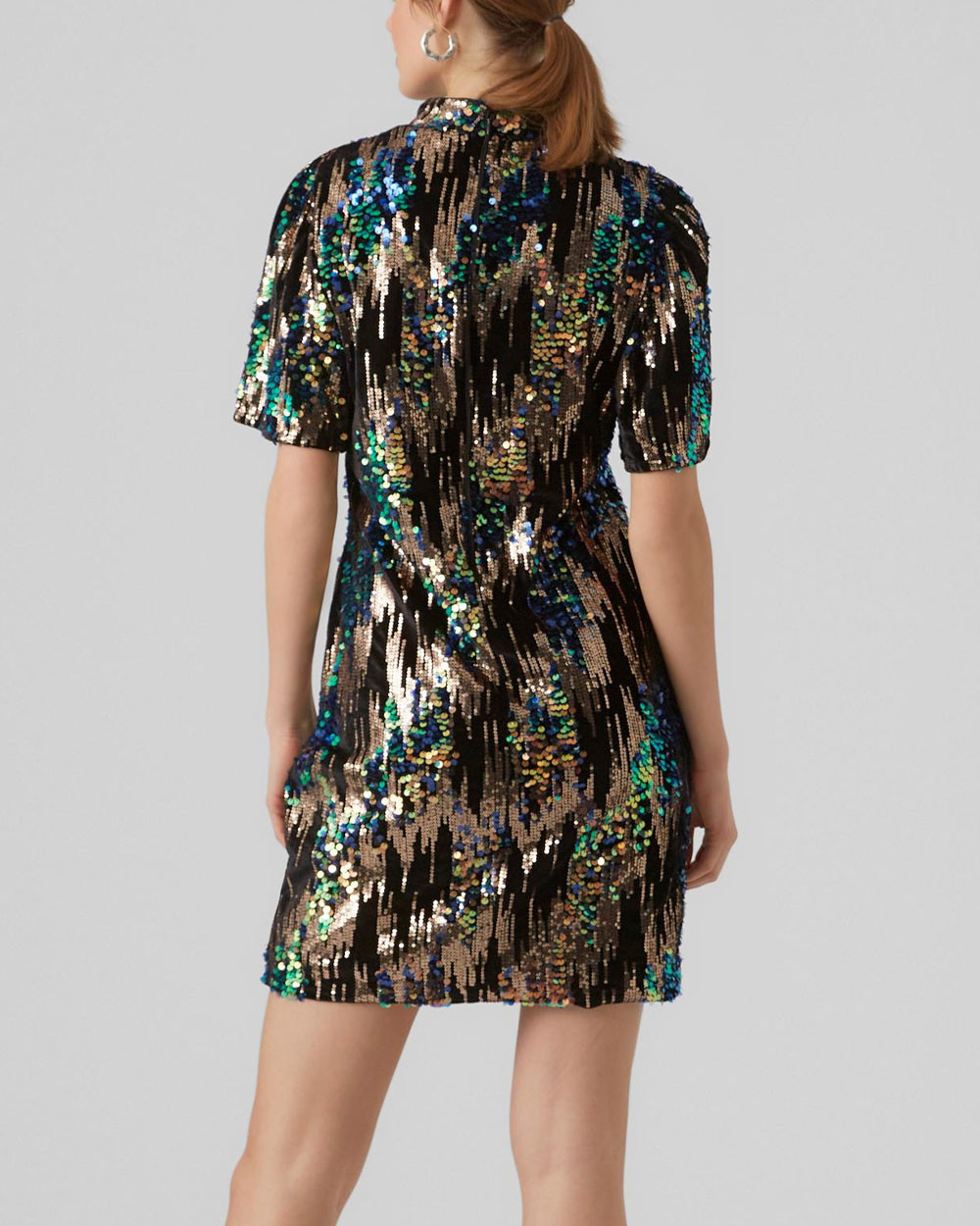 vero moda green sequin dress Vero Moda Mini Dress Green 10277421 – beautycollection.gr main image 0
