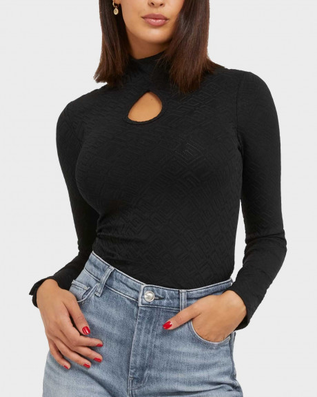 GUESS ΓΥΝΑΙΚΕΙΑ ΜΠΛΟΥΖΑ ΣΤΕΝΗ ΓΡΑΜΜΗ ΜΕ ΛΟΓΟΤΥΠΟ ALL-OVER - W3BP30KBYN0 