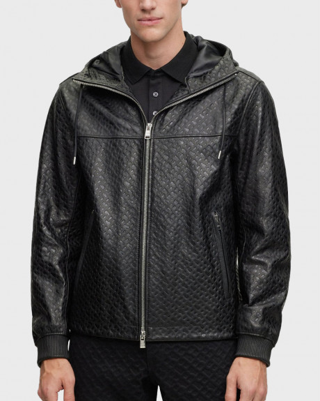 BOSS ΔΕΡΜΑΤΙΝΟ ΤΖΑΚΕΤ ΜΕ ΚΟΥΚΟΥΛΑ - 50497890 