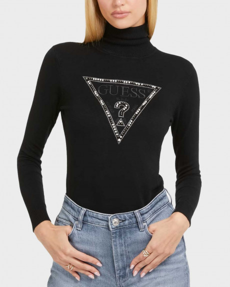 GUESS ΓΥΝΑΙΚΕΙΑ ΜΠΛΟΥΖΑ ΣΤΕΝΗ ΓΡΑΜΜΗ ΛΟΓΟΤΥΠΟ ΜΕ ΣΤΡΑΣ - W3BR23Z2NQ2