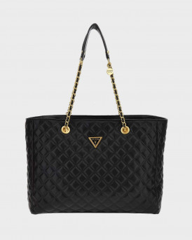 GUESS ΓΥΝΑΙΚΕΙΑ ΤΣΑΝΤΑ GIULLY QUILTED SHOPPER - HWQA874823  - ΜΑΥΡΟ