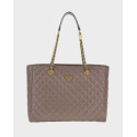 GUESS ΓΥΝΑΙΚΕΙΑ ΤΣΑΝΤΑ GIULLY QUILTED SHOPPER - HWQA874823  - ΜΠΕΖ