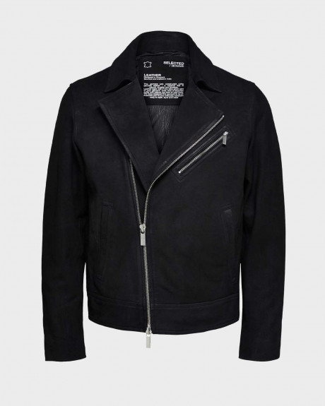 SELECTED ΑΝΔΡΙΚΟ JACKET BIKER COLLAR 100% ΔΕΡΜΑ - 16089905