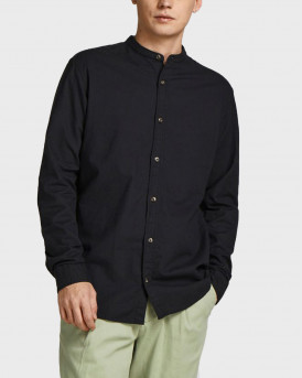 JACK & JONES ΑΝΔΡΙΚΟ ΠΟΥΚΑΜΙΣΟ LINEN SHIRT - 12196820 - ΜΑΥΡΟ