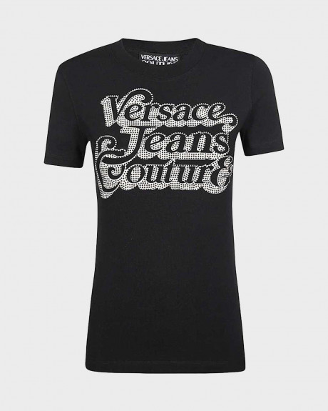 VERSACE ΓΥΝΑΙΚΕΙΑ ΜΠΛΟΥΖΑ ΒΑΜΒΑΚΕΡΗ ΜΕ ΛΟΓΟΤΥΠΟ ΣΤΡΑΣ - 75HAHG02-75DP608