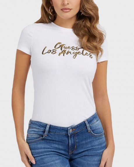 GUESS ΓΥΝΑΙΚΕΙΟ T-SHIRT ΣΤΕΝΗ ΓΡΑΜΜΗ - W3YI18J1314-G011 