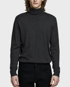 JACK & JONES KNIT ROLL MEN'S PULLOVER - 12157417 - DARK GREY