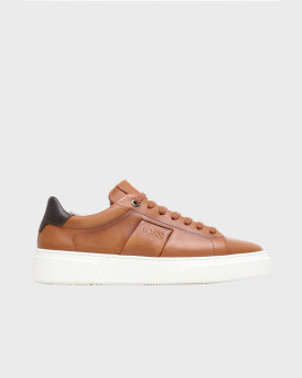 BOSS SHOES MEN'S LEATHER SNEAKERS - ΧΖ521 - BROWN