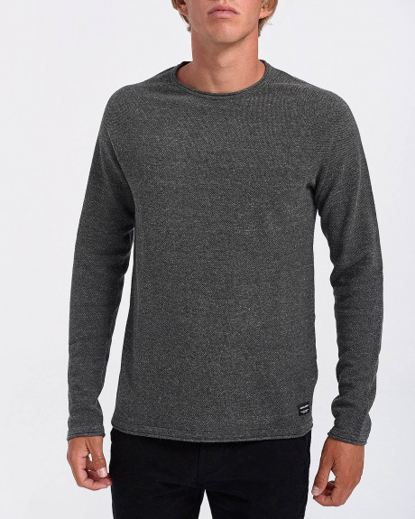 JACK & JONES TEXTURED KNITTED CREW NECK PULLOVER - 12157321
