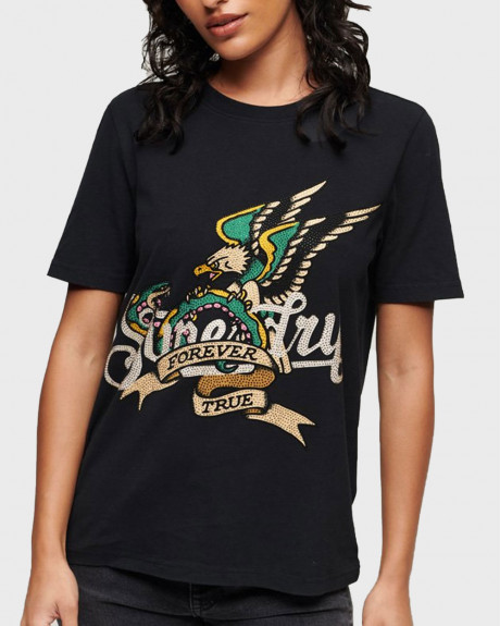 SUPERDRY WOMEN'S TATTOO  SCRIPT GRAPHIC T SHIRT - W1011251A