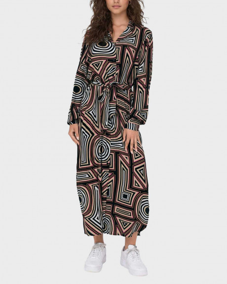 ONLY ΓΥΝΑΙΚΕΙΟ MIDI ΦΟΡΕΜΑ ΚΑΝΟΝΙΚΗ ΓΡΑΜΜΗ ΜΕ ALL-OVER ΣΧΕΔΙΟ - 15302792 