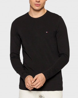 TOMMY HILFIGER ΑΝΔΡΙΚΗ ΜΠΛΟΥΖΑ ΜΑΚΡΥΜΑΝΙΚΗ ΣΤΕΝΗ ΓΡΑΜΜΗ - MW0MW10804 - ΜΑΥΡΟ