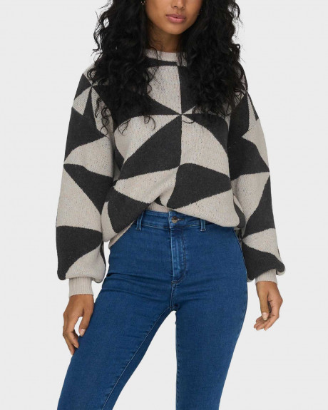 ONLY ΓΥΝΑΙΚΕΙΑ ΠΛΕΚΤΗ O-NECK ΜΠΛΟΥΖΑ ΜΕ ΣΧΕΔΙΟ - 15302357