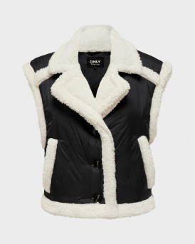 ONLY WOMEN'S PUFFER WAISTCOAT WITH TEDDY MATERIAL - 15304835 - BLACK