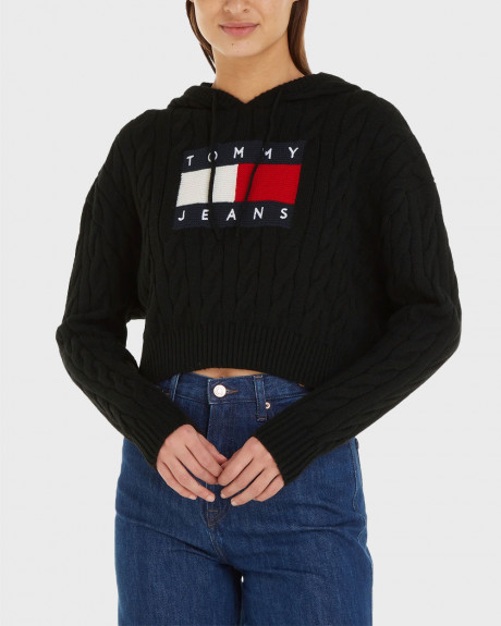 TOMMY HILFIGER WOMEN'S HOODED SWEATER WITH LOGO - DW0DW16528