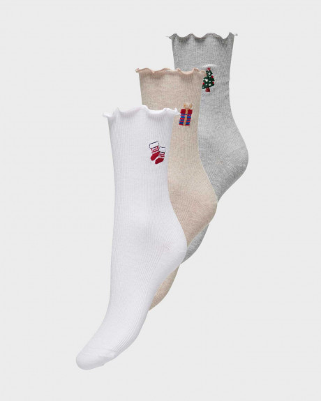 ONLY WOMEN'S HIGH SOCKS WITH CHRISTMAS DESIGN - 15302310