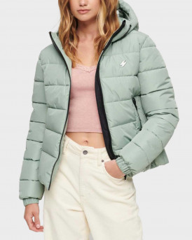 SUPERDRY WOMEN'S PUFFER JACKET WITH HIGH NECK AND HOOD - W5011630Α - MINT