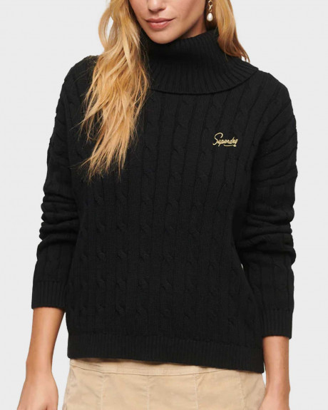 SUPERDRY ΓΥΝΑΙΚΕΙΑ ΠΛΕΚΤΗ ΜΠΛΟΥΖΑ ΜΕ ΨΗΛΟ ΛΑΙΜΟ - W6110497A