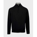 NAUTICA MEN'S KNITTED SWEATER WITH ZIPPER ON THE NECKLINE - S37100 - BLACK
