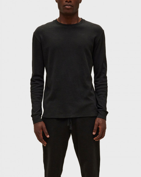 DIRTY LAUNDRY ΑΝΔΡΙΚΗ ΜΑΚΡΥΜΑΝΙΚΗ ΜΠΛΟΥΖΑ 100% WAFFLE ΒΑΜΒΑΚΙ - DLML000137