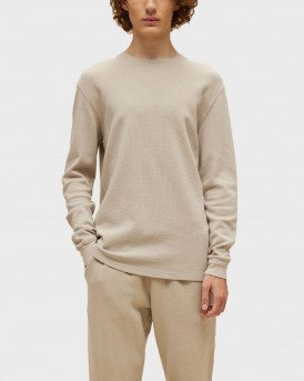 DIRTY LAUNDRY ΑΝΔΡΙΚΗ ΜΑΚΡΥΜΑΝΙΚΗ ΜΠΛΟΥΖΑ 100% WAFFLE ΒΑΜΒΑΚΙ - DLML000137 - ΜΠΕΖ