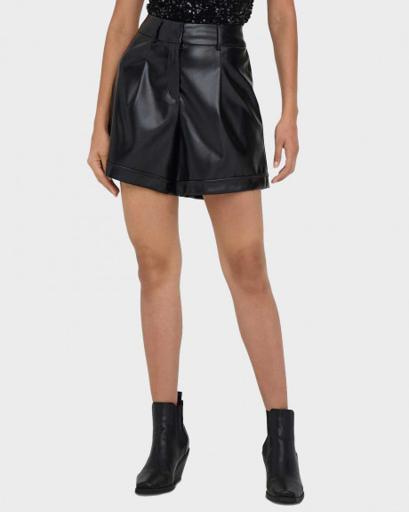 ONLY WOMEN'S SHORTS FAUX LEATHER EMY - 15304744