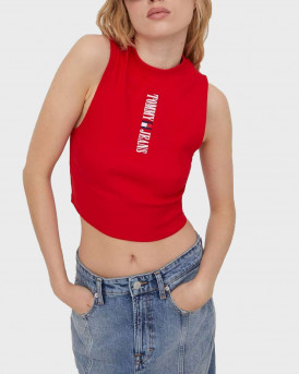 TOMMY JEANS WOMEN'S SLEEVELESS CROP TOP - DW0DW17530 - RED