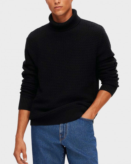 SELECTED MEN'S KNITTED PULLOVER HIGH NECK REGULAR FIT - 16091739
