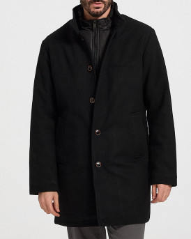 ROOK ΑΝΔΡΙΚΟ ΜΑΛΛΙΝΟ ΠΑΛΤΟ - 107.22 DAVINCI - ΜΑΥΡΟ