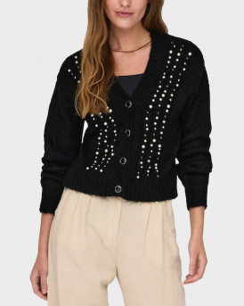 ONLY WOMEN'S CARDIGAN WITH DECORATIVE PEARLS - 15304162 - BLACK