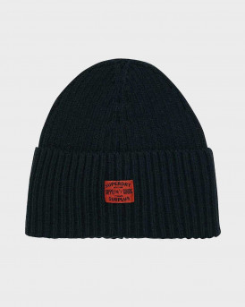 SUPERDRY MEN'S BEANIE WITH SMALL LOGO - W9010160A - BLACK