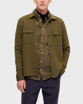 SELECTED MEN'S OVERSHIRT - 16085115 - OLIVE GREEN