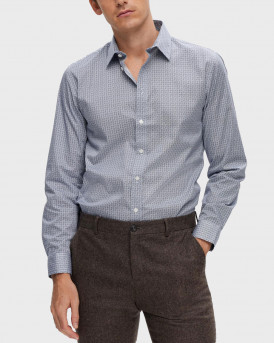 SELECTED HOMME MEN'S SLIM FIT SHIRT WITH PATTERN - 16093276 - BLUE