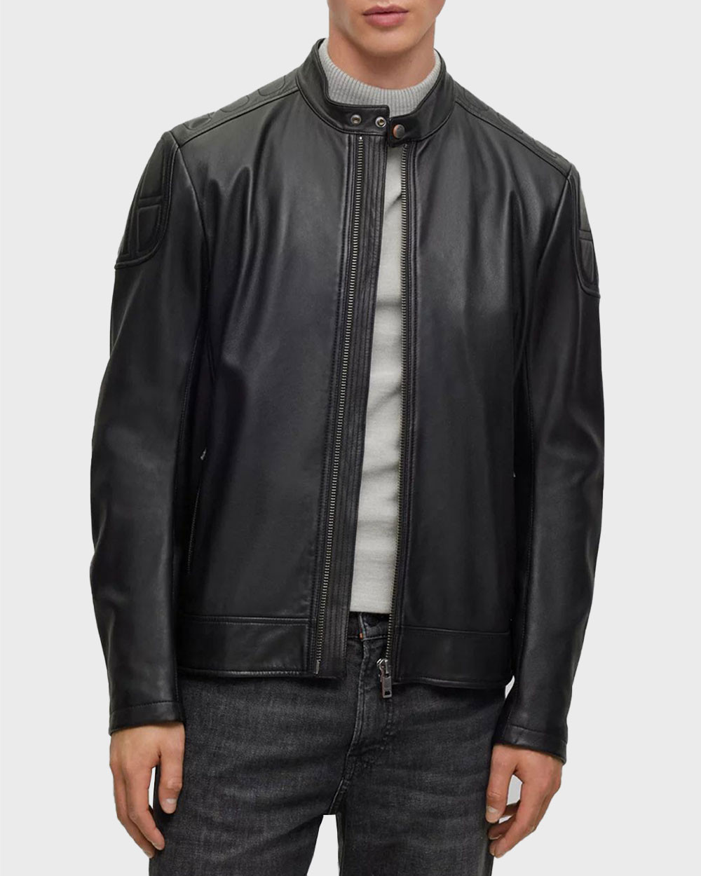 BOSS MEN'S LEATHER BIKER JACKET 50505031 JOMARC