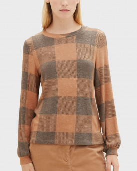 TOM TAILOR WOMEN'S CHECKERED BLOUSE - 1038171 - BROWN