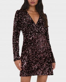 ONLY WOMEN'S DRESS V-NECK WITH SEQUIN - 15308508 - BLACK