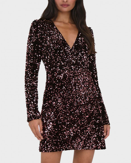 ONLY WOMEN'S DRESS V-NECK WITH SEQUIN - 15308508