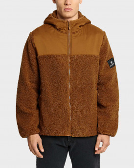 BLACKTOP FOUNDATION ΑΝΔΡΙΚΟ FLLEECE TZAKET ΧΑΛΑΡΗ ΓΡΑΜΜΗ - BUNNY HOP - ΚΑΦΕ