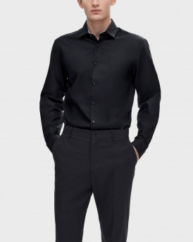 SELECTED ΑΝΔΡΙΚΟ ΠΟΥΚΑΜΙΣΟ ΣΤΕΝΗ ΓΡΑΜΜΗ - 16058640 - ΜΑΥΡΟ