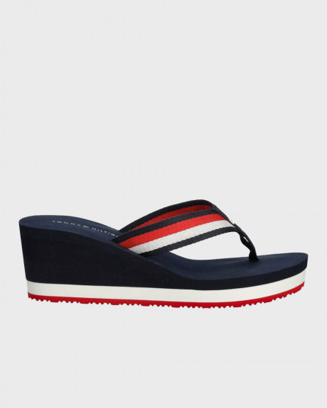 TOMMY HILFIGER WOMEN'S FLIP FLOPS CORPORATE WEDGE BEACH SANDAL - FW0FW07987