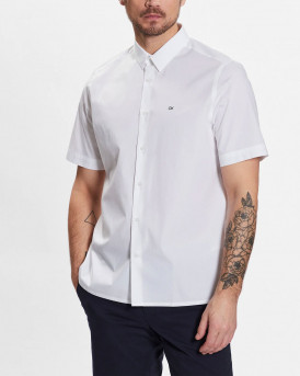 CALVIN KLEIN MEN'S SHORT SLEEVE COTTON SHIRT - K10K109440 - WHITE