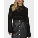 ONLY WOMEN'S KNITTED PULLOVER SEE-THROUGH CROPPED - 15300575 - BLACK