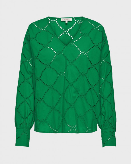 ONLY ΓΥΝΑΙΚΕΙΑ EMBROIDERED ΜΠΛΟΥΖΑ ΜΕ V ΛΑΙΜΟΚΟΨΗ - 15314546