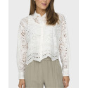 ONLY WOMEN'S ONLBOBBY LALISA EMB CROPPED SHIRT - 15314566 - WHITE
