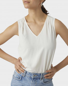 VERO MODA WOMEN'S TOP V-NECK LOOSE FIT - 10286648 - WHITE