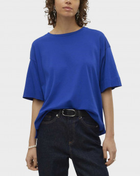 VERO MODA WOMEN'S T-SHIRT LOOSE FIT 100% COTTON - 10301183 - BLUE