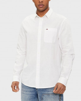 TOMMY JEANS MEN'S LINEN SHIRT - DM0DM18962 - WHITE