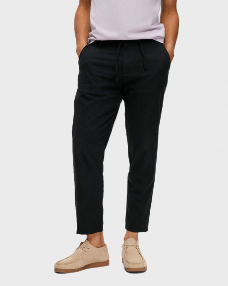 SELECTED ΑΝΔΡΙΚΟ ΠΑΝΤΕΛΟΝΙ LINEN BLEND TAPERED TROUSERS - 16087636